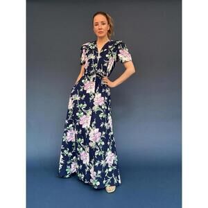 Vintage 1940s Floral Seersucker House Dress